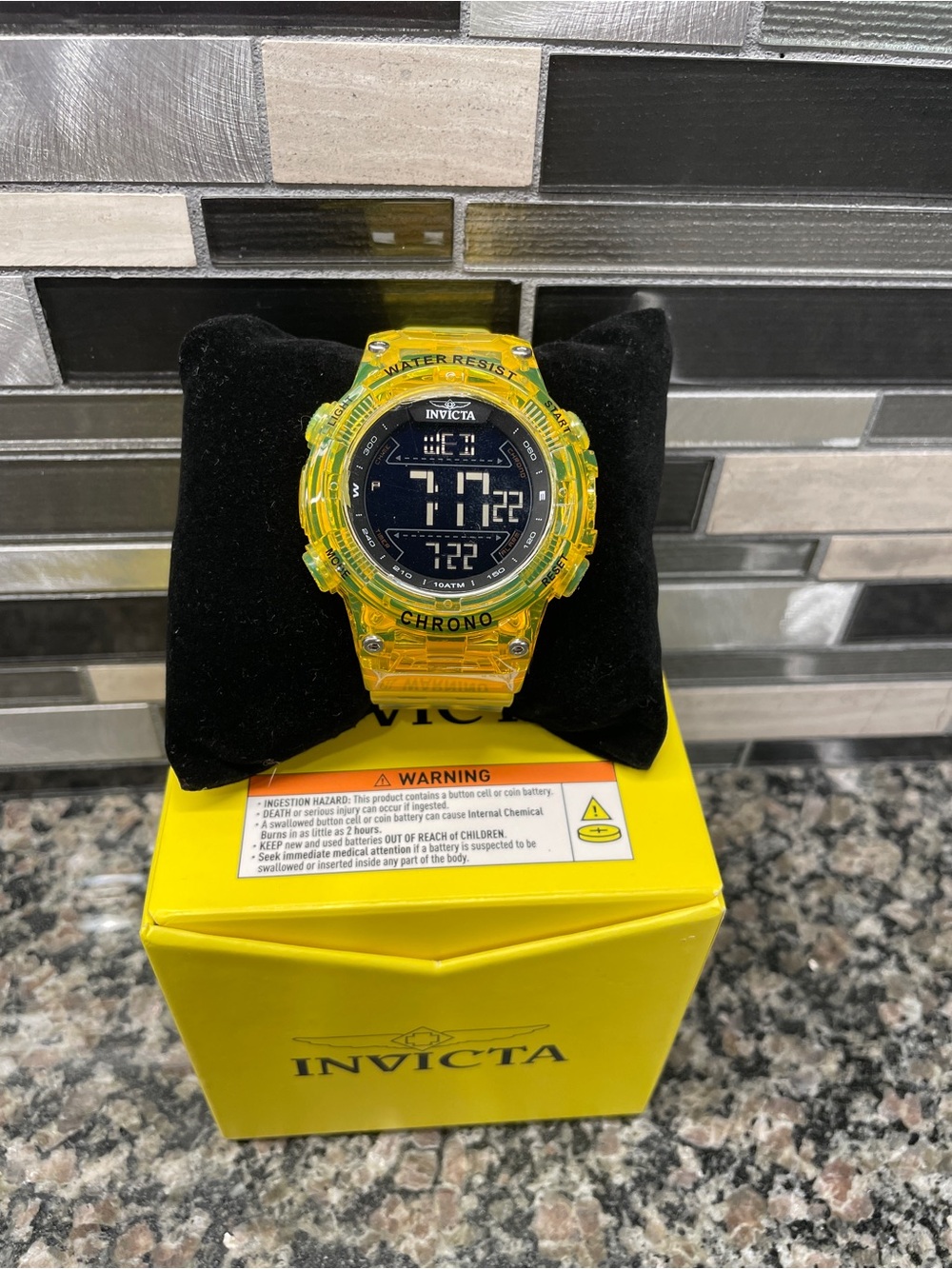 Invicta Transparent Yellow Digital Chronograph Watch